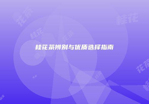 桂花茶辨别与优质选择指南