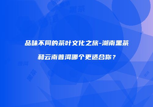 品味不同的茶叶文化之旅-湖南黑茶和云南普洱哪个更适合你？