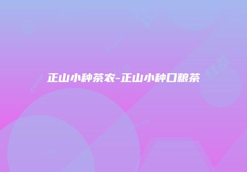 正山小种茶农-正山小种口粮茶