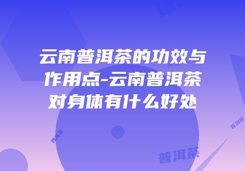 云南普洱茶的功效与作用点-云南普洱茶对身体有什么好处