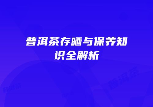 普洱茶存晒与保养知识全解析