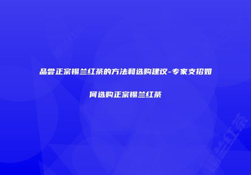 品尝正宗锡兰红茶的方法和选购建议-专家支招如何选购正宗锡兰红茶