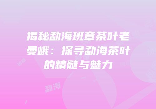 揭秘勐海班章茶叶老曼峨：探寻勐海茶叶的精髓与魅力