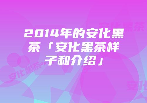 2014年的安化黑茶「安化黑茶样子和介绍」