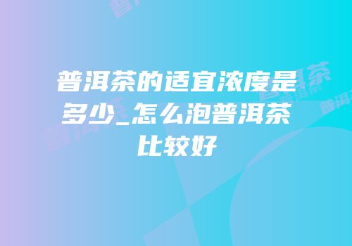 普洱茶的适宜浓度是多少_怎么泡普洱茶比较好