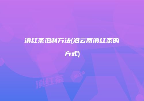 滇红茶泡制方法(泡云南滇红茶的方式)