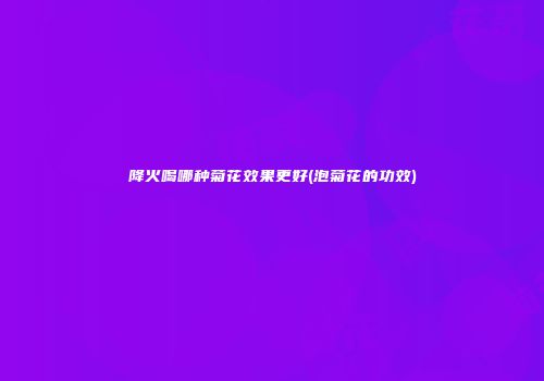 降火喝哪种菊花效果更好(泡菊花的功效)