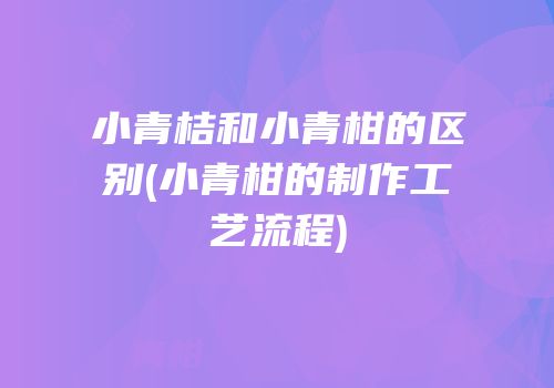 小青桔和小青柑的区别(小青柑的制作工艺流程)