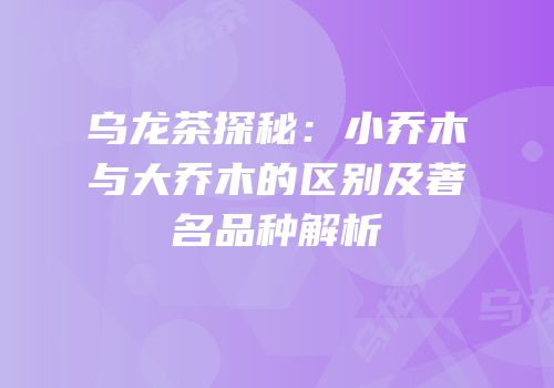 乌龙茶探秘：小乔木与大乔木的区别及著名品种解析