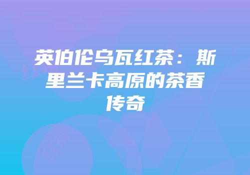 英伯伦乌瓦红茶：斯里兰卡高原的茶香传奇