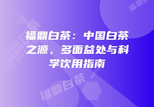 福鼎白茶：中国白茶之源，多面益处与科学饮用指南