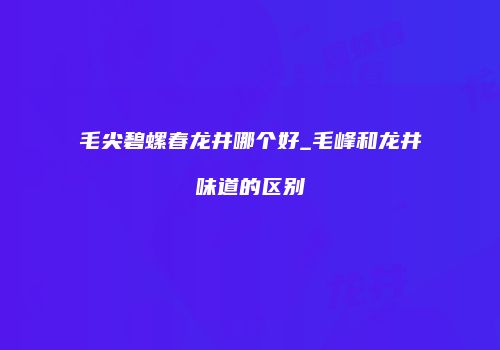 毛尖碧螺春龙井哪个好_毛峰和龙井味道的区别