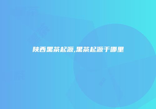 陕西黑茶起源,黑茶起源于哪里