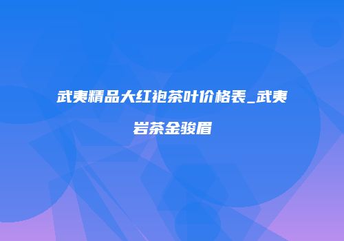武夷精品大红袍茶叶价格表_武夷岩茶金骏眉