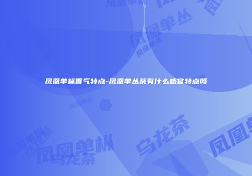 凤凰单枞香气特点-凤凰单丛茶有什么感官特点吗