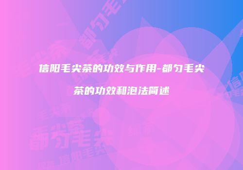 信阳毛尖茶的功效与作用-都匀毛尖茶的功效和泡法简述