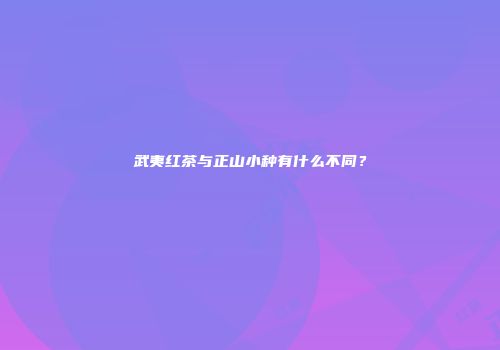 武夷红茶与正山小种有什么不同？
