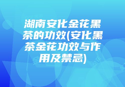 湖南安化金花黑茶的功效(安化黑茶金花功效与作用及禁忌)