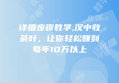 详细步骤教学,汉中收茶叶，让你轻松赚到每年10万以上