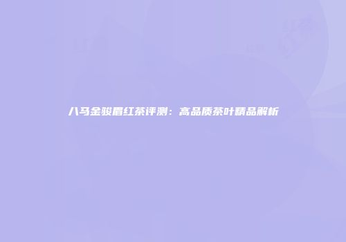 八马金骏眉红茶评测：高品质茶叶精品解析