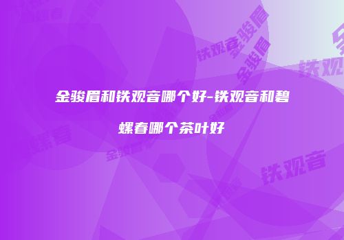 金骏眉和铁观音哪个好-铁观音和碧螺春哪个茶叶好