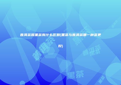 普洱茶和黑茶有什么区别(黑茶与普洱茶哪一种茶更好)