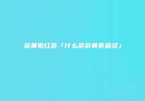 茶黄素红茶「什么茶茶黄素最多」