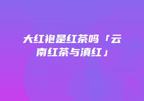 大红袍是红茶吗「云南红茶与滇红」