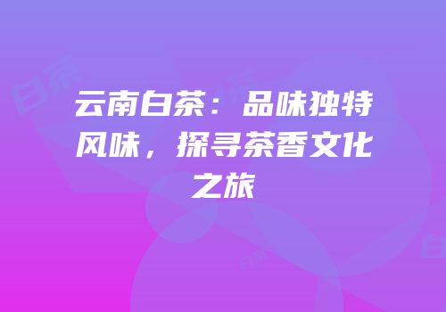 云南白茶：品味独特风味，探寻茶香文化之旅