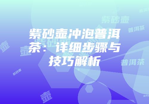 紫砂壶冲泡普洱茶：详细步骤与技巧解析