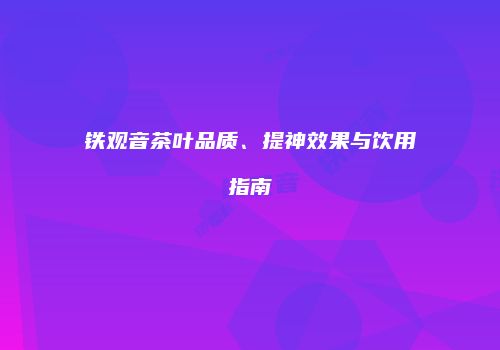 铁观音茶叶品质、提神效果与饮用指南