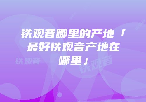 铁观音哪里的产地「最好铁观音产地在哪里」