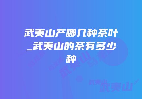 武夷山产哪几种茶叶_武夷山的茶有多少种