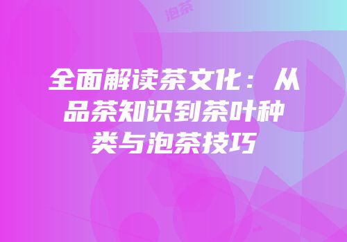 全面解读茶文化：从品茶知识到茶叶种类与泡茶技巧