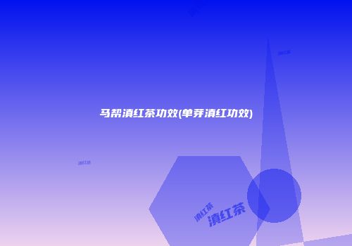 马帮滇红茶功效(单芽滇红功效)