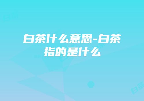 白茶什么意思-白茶指的是什么