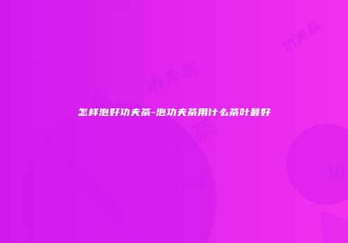 怎样泡好功夫茶-泡功夫茶用什么茶叶最好