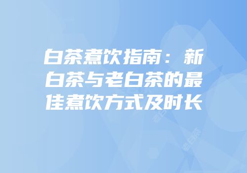 白茶煮饮指南：新白茶与老白茶的最佳煮饮方式及时长