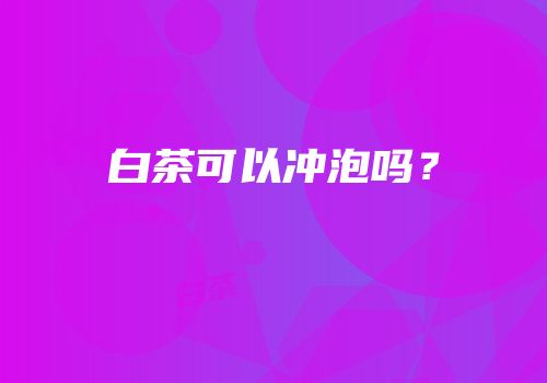 白茶可以冲泡吗？