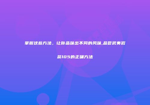 掌握这些方法，让你品味出不同的风味,品尝武夷岩茶105的正确方法