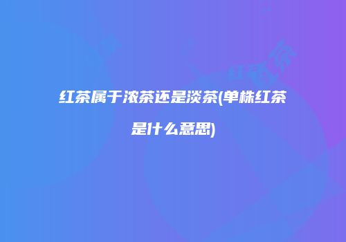 红茶属于浓茶还是淡茶(单株红茶是什么意思)