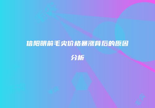 信阳明前毛尖价格暴涨背后的原因分析