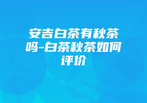 安吉白茶有秋茶吗-白茶秋茶如何评价
