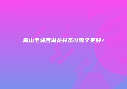 黄山毛峰西湖龙井茶叶哪个更好？