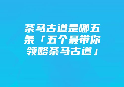 茶马古道是哪五条「五个最带你领略茶马古道」