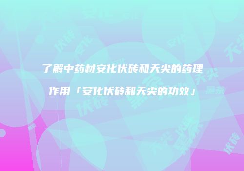 了解中药材安化伏砖和天尖的药理作用「安化伏砖和天尖的功效」