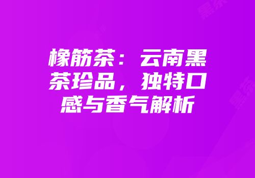 橡筋茶：云南黑茶珍品，独特口感与香气解析