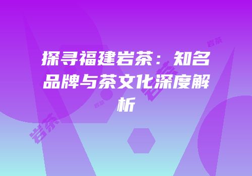 探寻福建岩茶：知名品牌与茶文化深度解析