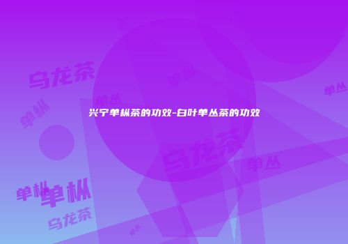 兴宁单枞茶的功效-白叶单丛茶的功效