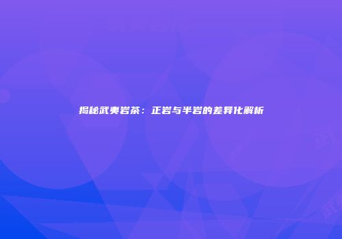 揭秘武夷岩茶：正岩与半岩的差异化解析